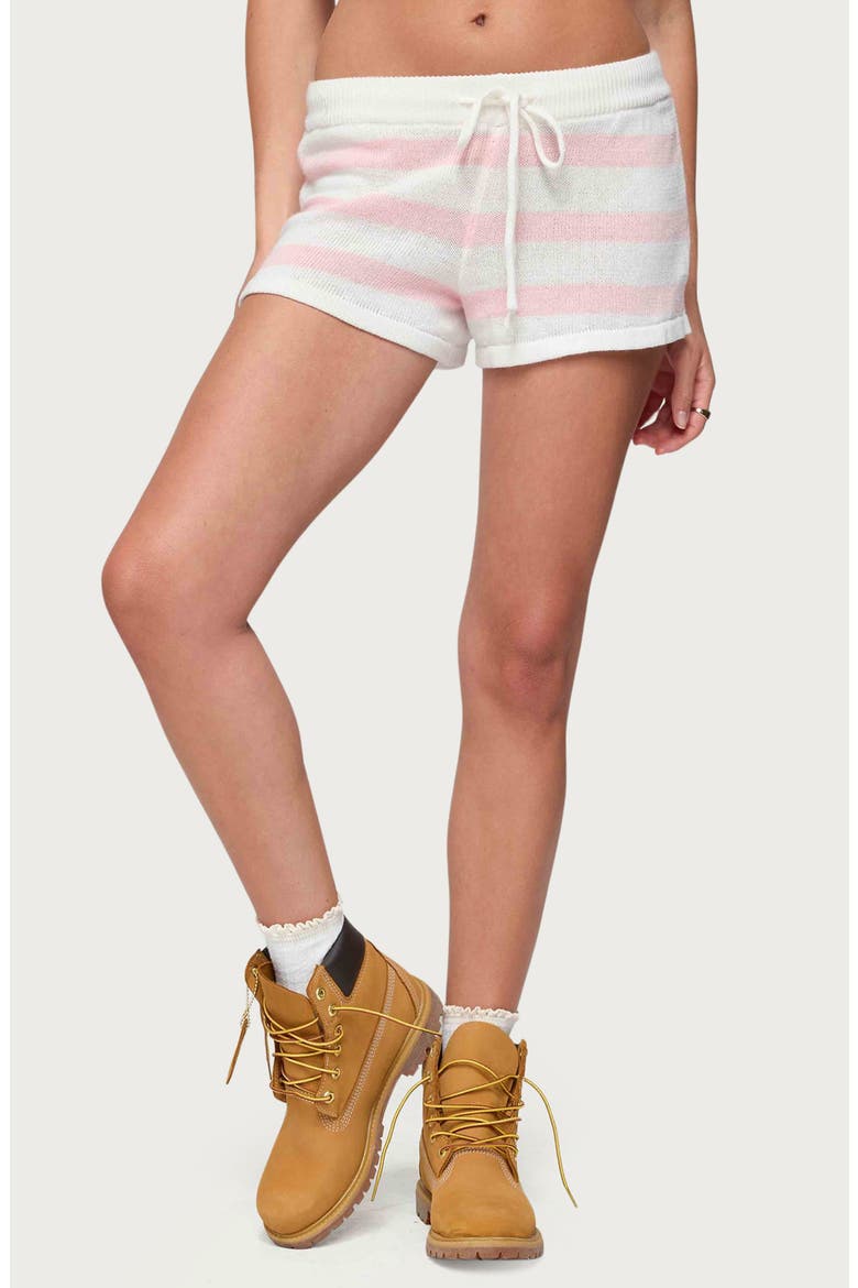 Amaris Stripe Cotton Knit Shorts, Main, color, LIGHT-PINK