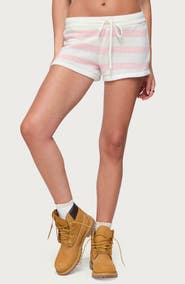 EDIKTED Amaris Stripe Cotton Knit Shorts