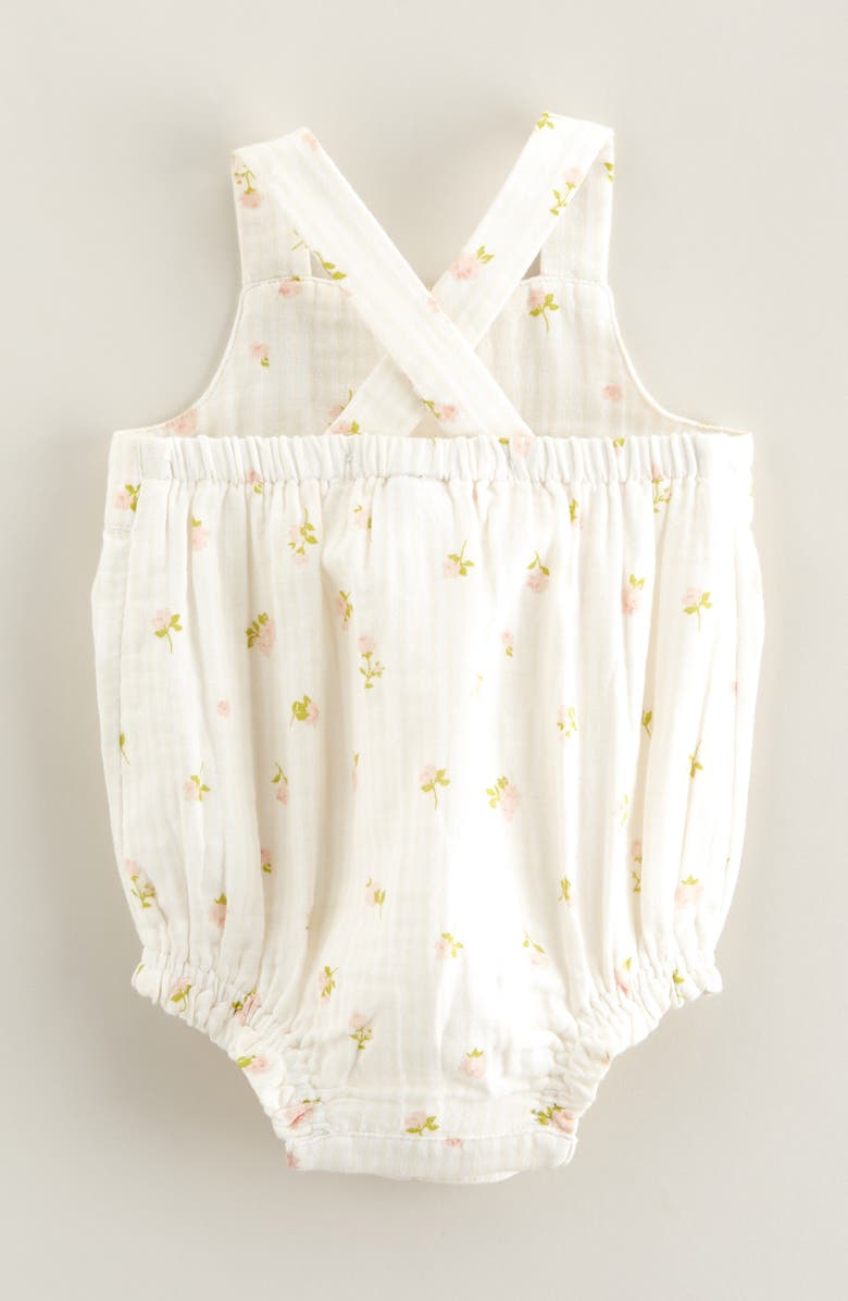 Nordstrom Printed Cotton Bubble Romper, Alternate, color, Ivory Sand Rose Stripe