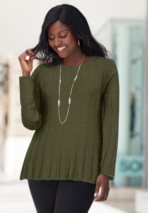 Chevron Fit & Flare Sweater