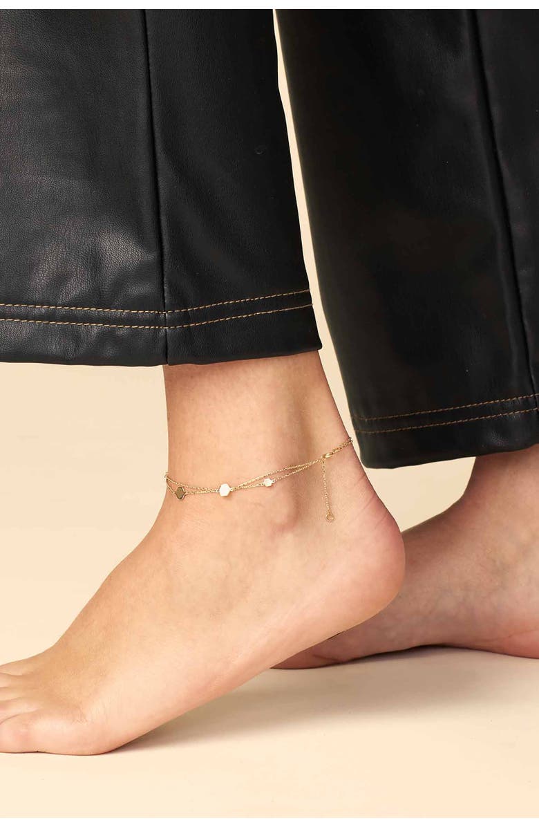 Oradina 14K Yellow Gold Honey Station Anklet, Alternate, color, Yellow Gold