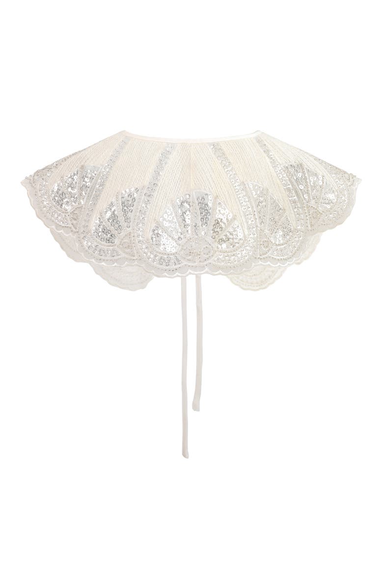 Sequin Lace Stole, Alternate, color, White