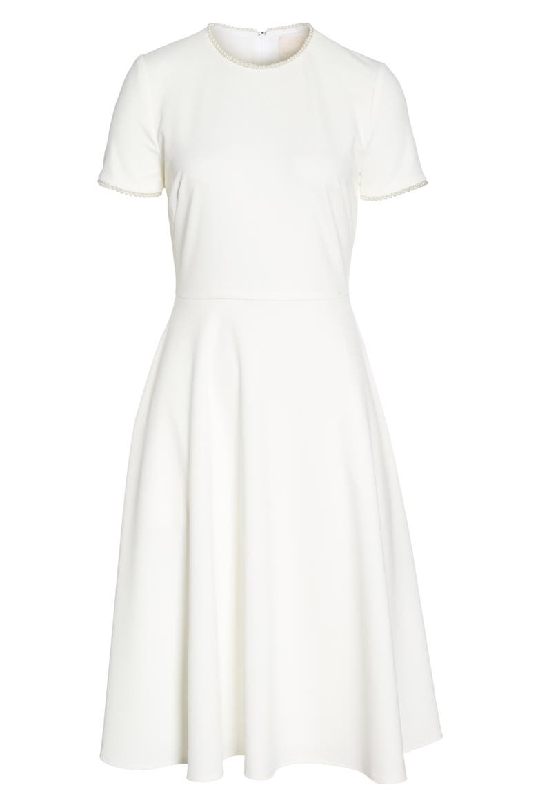 Victoria Pearly Trim Fit & Flare Dress (Nordstrom Exclusive), Alternate, color, CREME