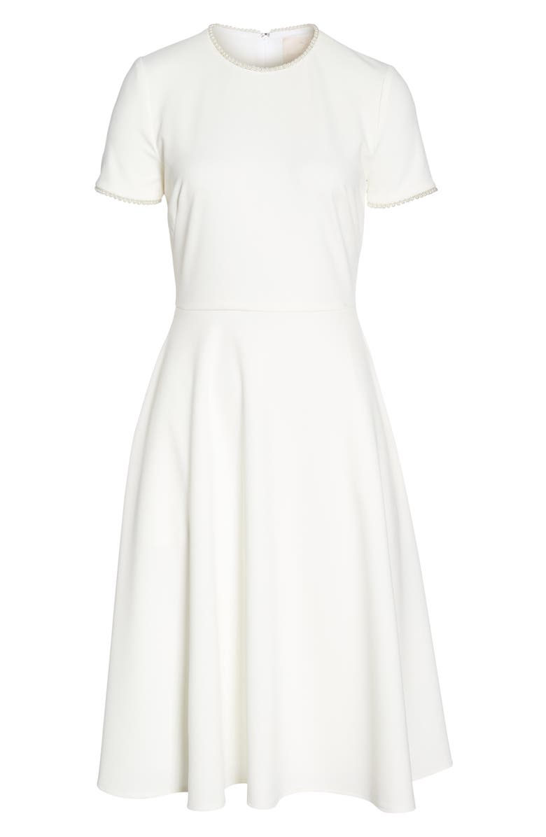 Gal Meets Glam Collection Victoria Pearly Trim Fit & Flare Dress, Alternate, color, 