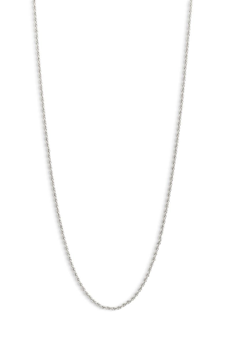 Skinny Rope Chain Necklace, Main, color, SILVER