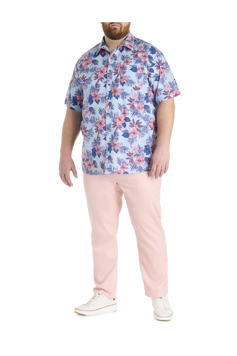 Big & Tall Floral Sport Shirt, Alternate, color, BLUE MULTI
