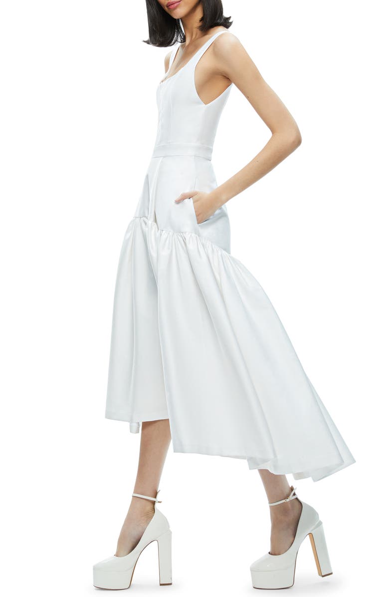 Alice + Olivia Diana High-Low Midi Dress, Alternate, color, Off White