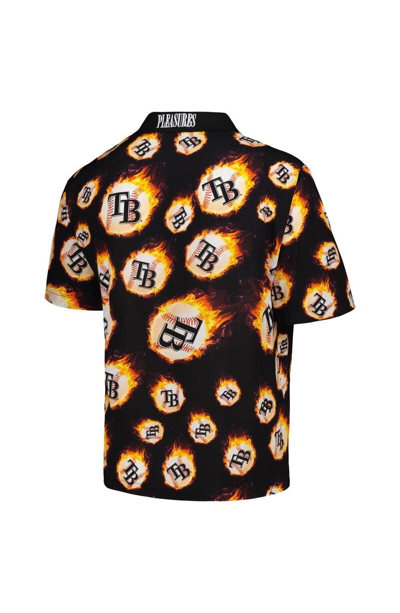 PLEASURES Men's PLEASURES  Black Tampa Bay Rays Flame Fireball Button-Up Shirt, Alternate, color, 
