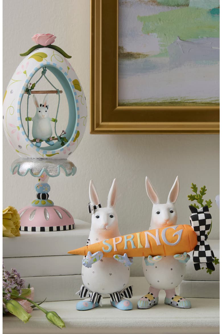 Patience Brewster Rabit Pedestal Egg Figurine, Alternate, color, WHITE