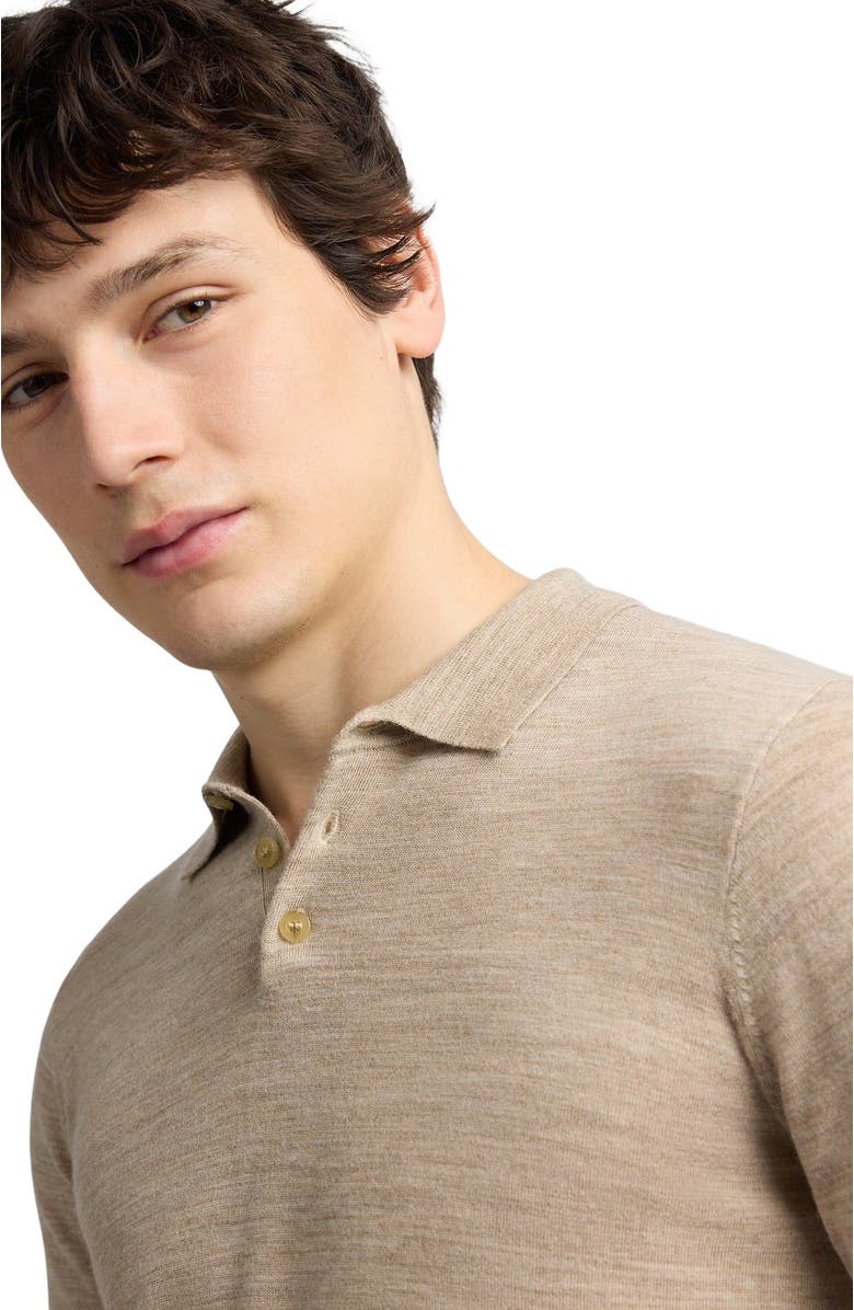 Onia Long Sleeve Extra Fine Merino Wool Polo, Alternate, color, Melange Walnut