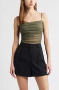 Open Edit Ruched Mesh Camisole