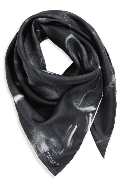 Lafayette 148 New York Charcoal Dust Square Silk Scarf In Black Multi