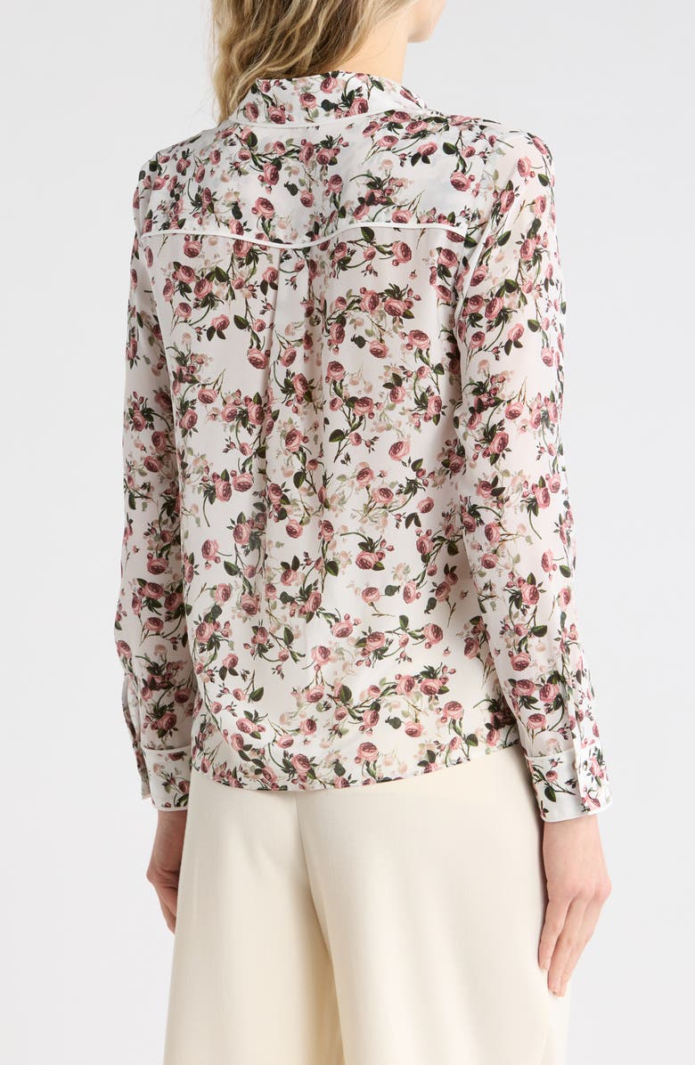 Alice + Olivia Willa Floral Placket Button-Up Shirt, Alternate, color, Fleur Frills Off White