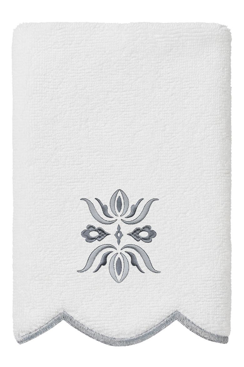 Flower Crest Scallop 3-Piece Towel Set, Alternate, color, WHITE/ GRAY