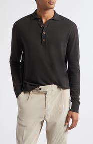 Eleventy Cotton & Cashmere Long Sleeve Polo
