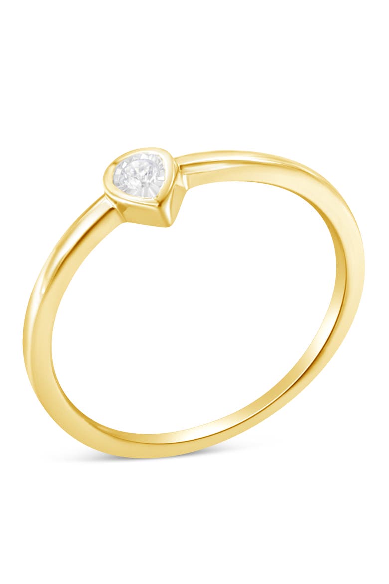 14K Yellow Gold Plated Silver 1/20 Cttw Diamond Teardrop Pear-Shaped Ring, Main, color, Yellow Gold over Silver