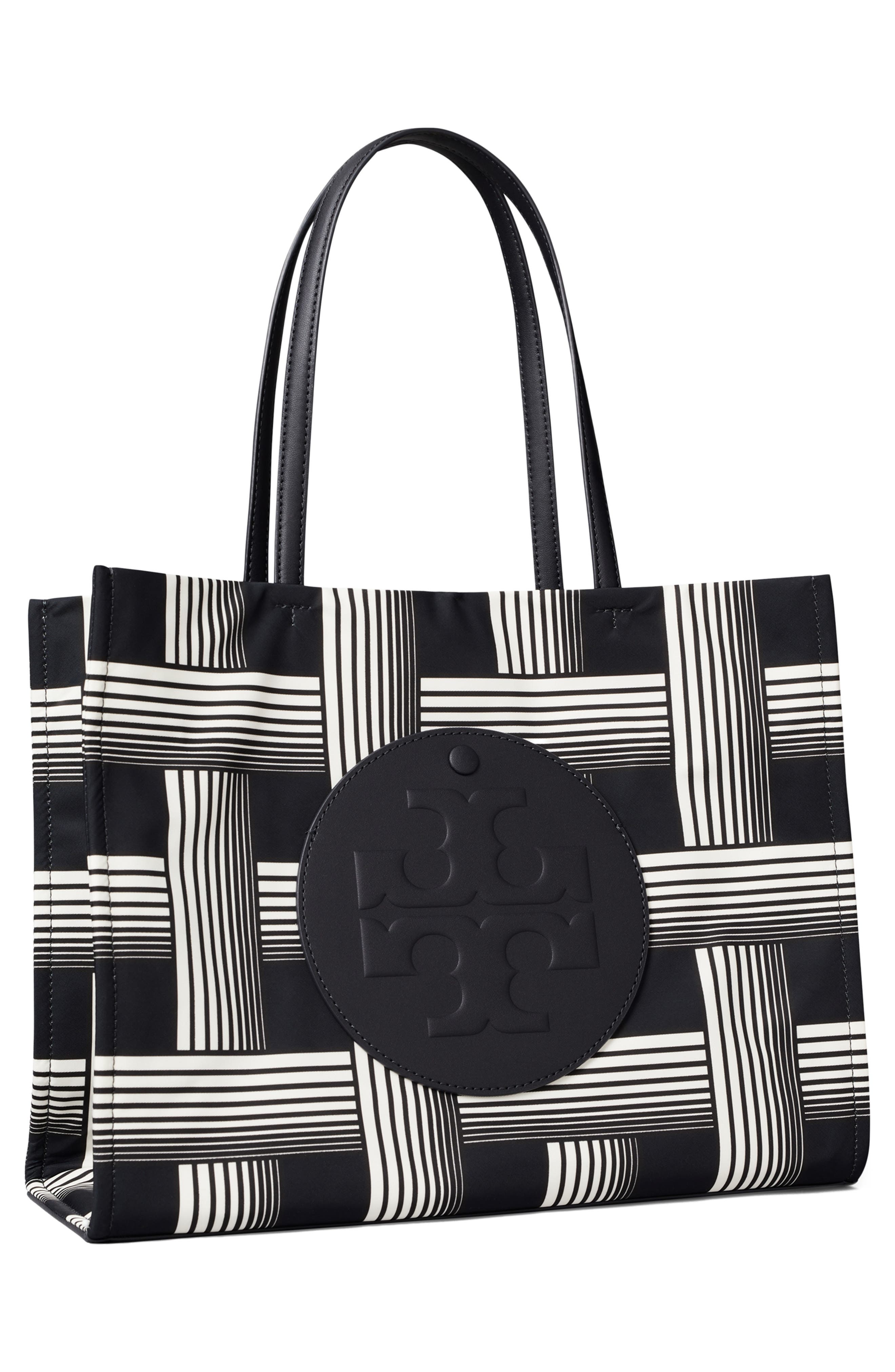Tory Burch Ella Print Tote, Alternate, color, Block Print Black