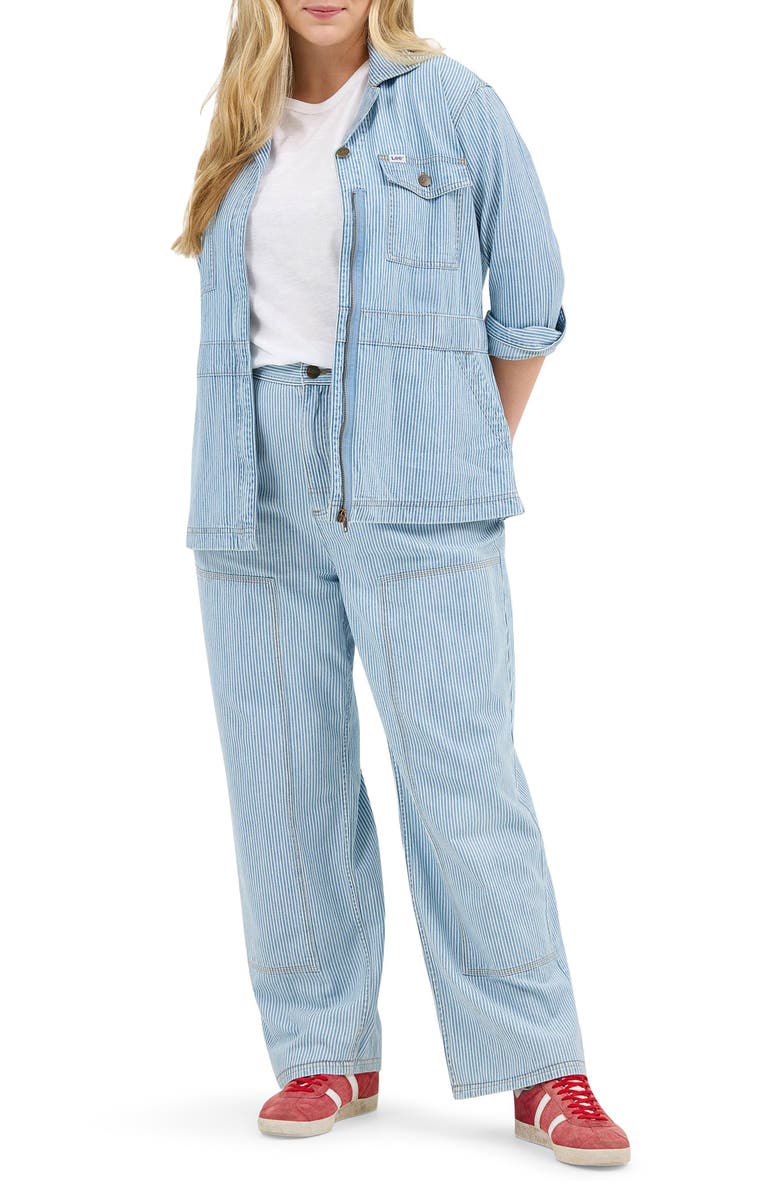 Lee Military Oversize Stripe Cotton Denim Jacket, Alternate, color, Mid Railroad