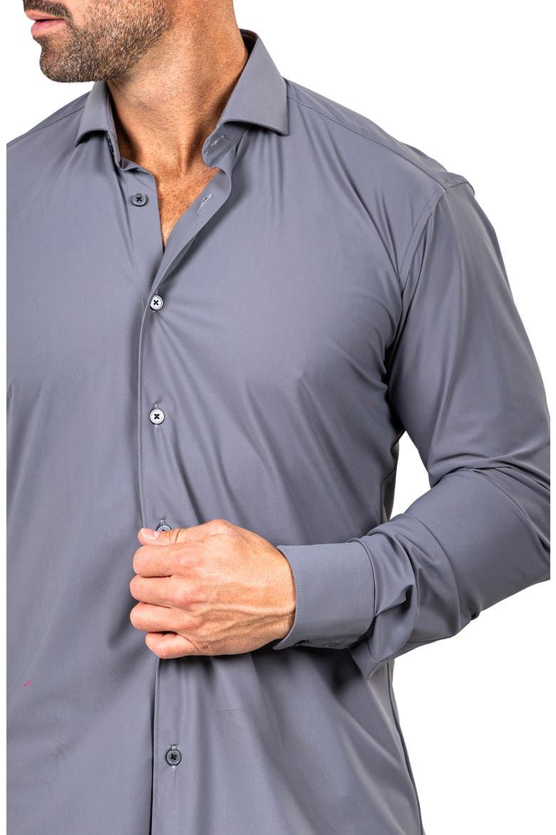 Eins Shaped Fit Marthy3014 Grey Knit Button-Up Shirt, Alternate, color, GREY