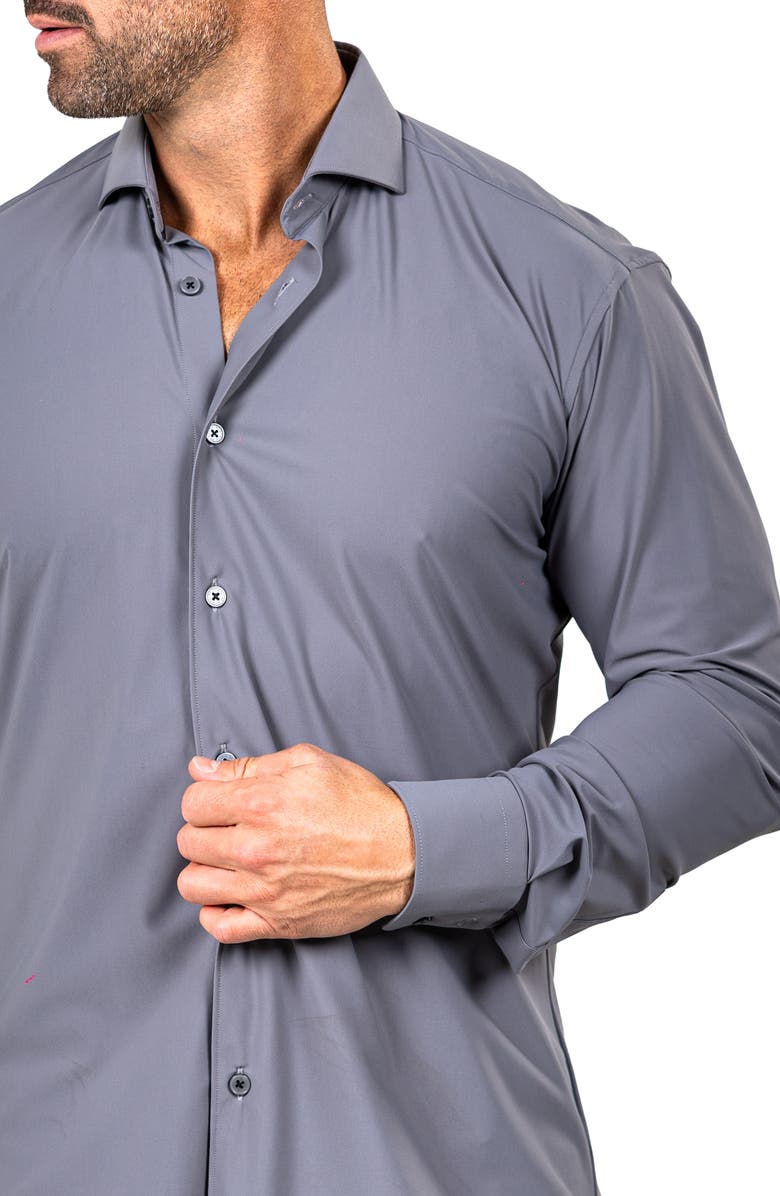 Maceoo Eins Shaped Fit Marthy3014 Grey Knit Button-Up Shirt, Alternate, color, 