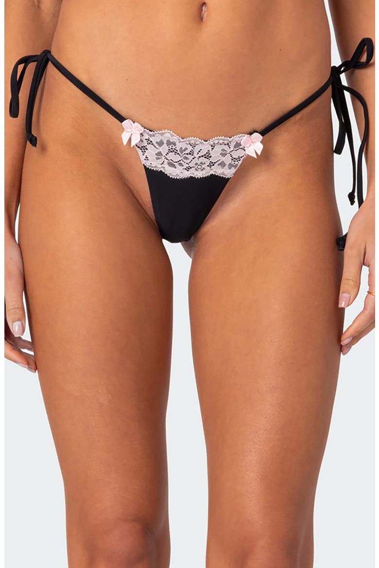 Cassey Lacey Side Tie Bikini Bottoms, Main, color, BLACK