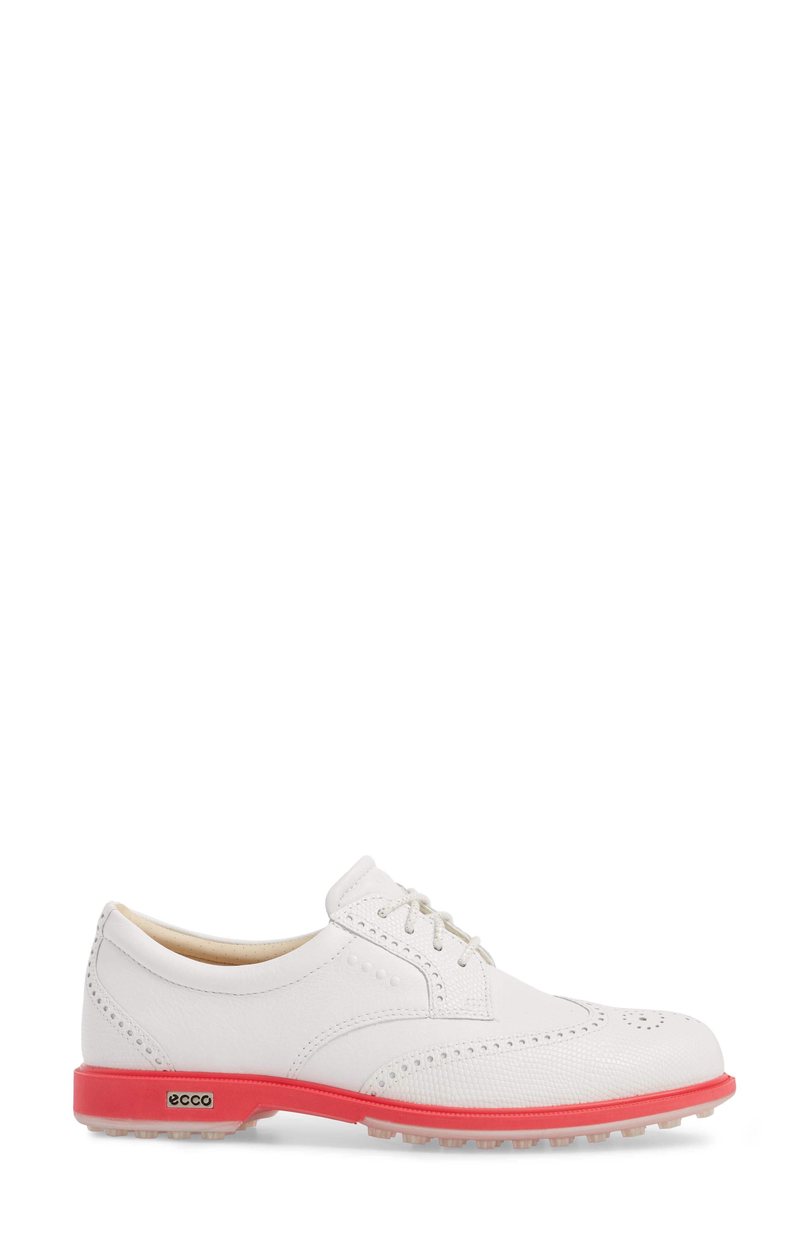 'Tour' Hybrid Wingtip Golf Shoe, Alternate, color, WHITE LEATHER/ RED