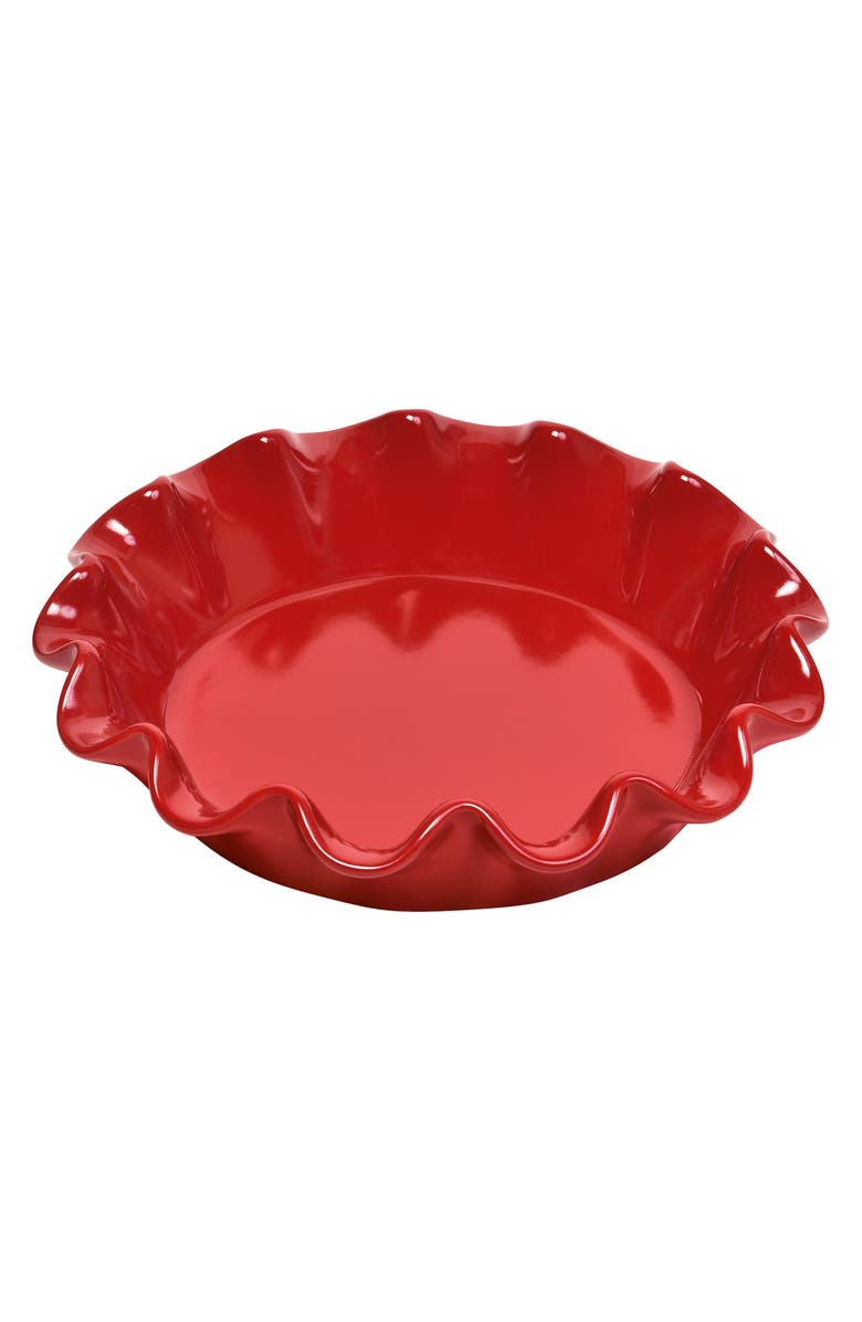 Emile Henry HR Ceramic 10-inch Ruffled Pie Dish, Main, color, Burgundy