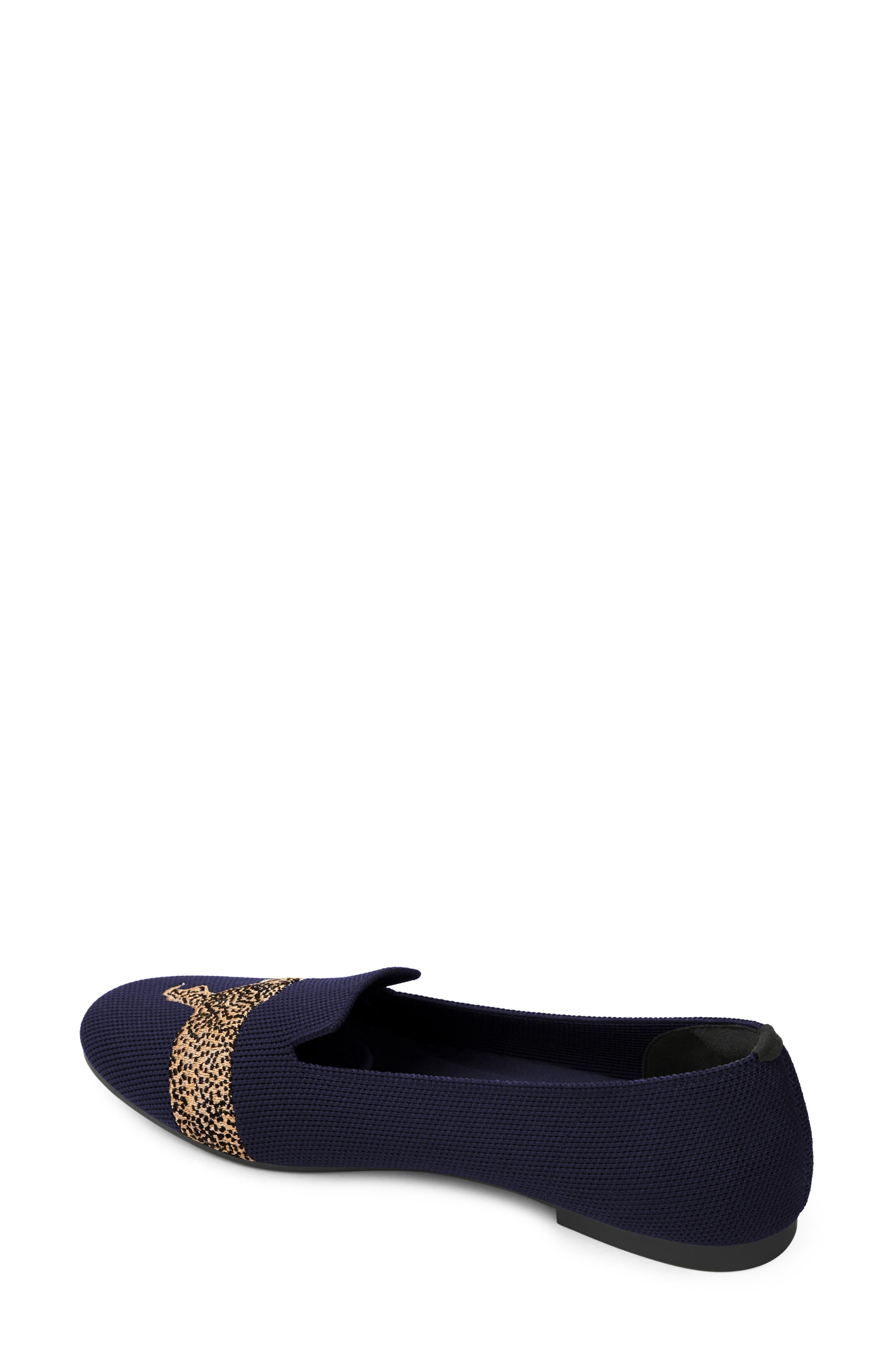 Audrey Round-Toe Embroidered Loafers, Alternate, color, BLACK CHEETAH