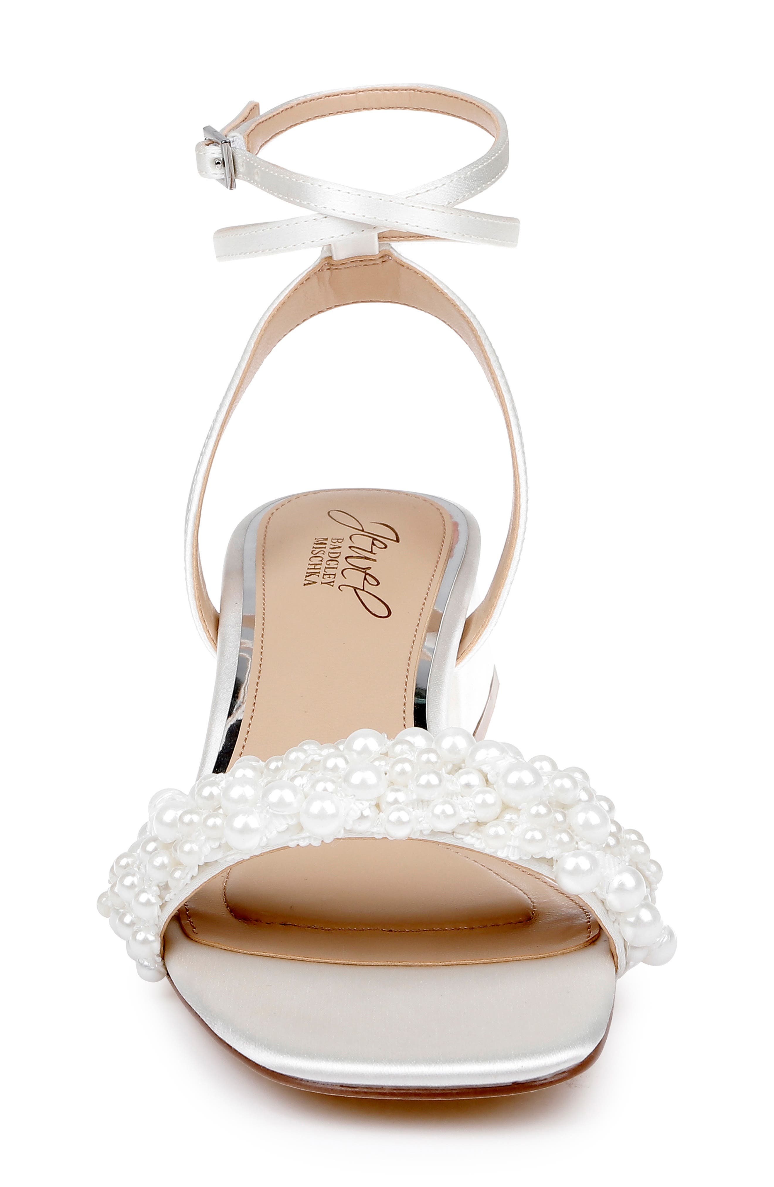 Jewel Badgley Mischka Payton Ankle Strap Sandal, Alternate, color, Ivory Satin