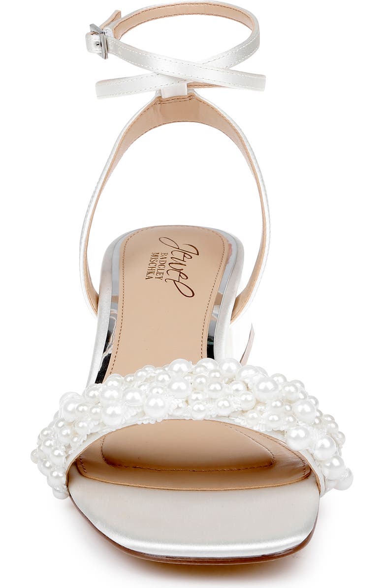 Jewel Badgley Mischka Payton Ankle Strap Sandal, Alternate, color, Ivory Satin