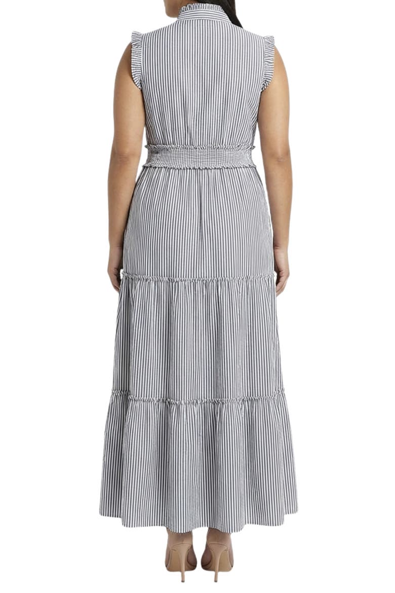 Stripe Ruffle Tiered Maxi Dress, Alternate, color, BLUE