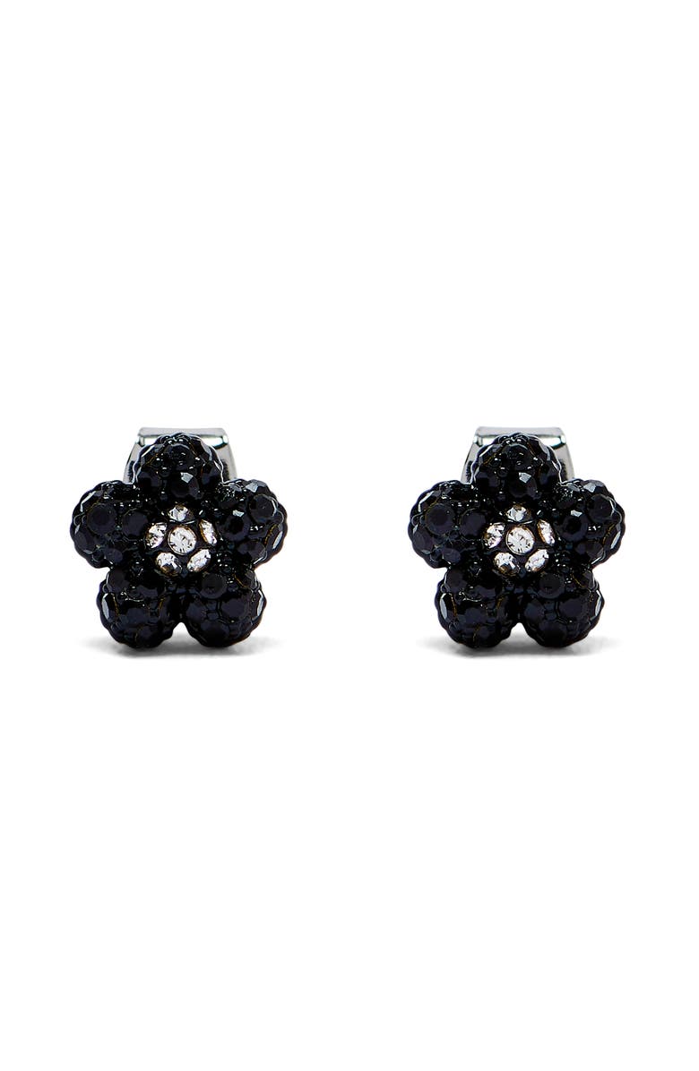Marc Jacobs Daisy Pavé Micro Stud Earrings, Main, color, Black/Crystal