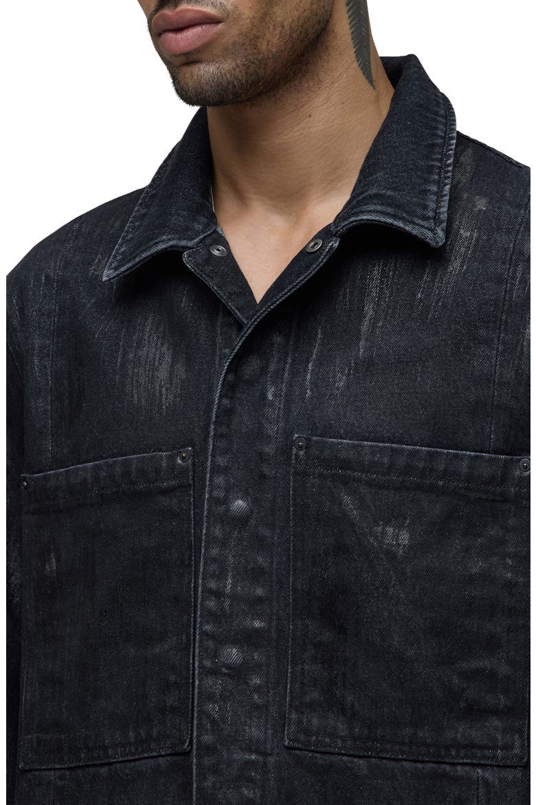 Distressed Denim Snap-Up Worker Jacket, Alternate, color, JACKSON