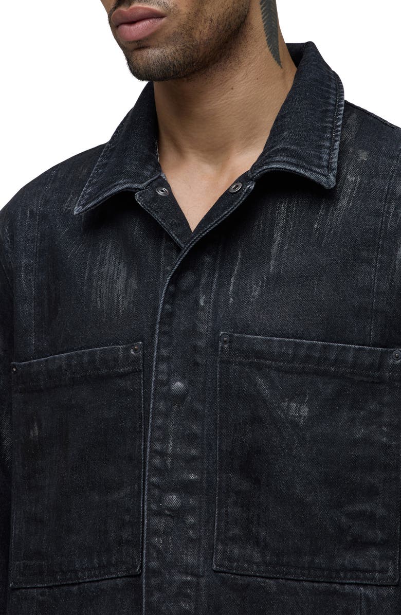 Hudson Jeans Distressed Denim Snap-Up Worker Jacket, Alternate, color, Jackson