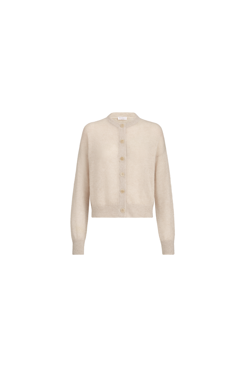 Sparkling mohair and wool cardigan, Alternate, color, Ivory