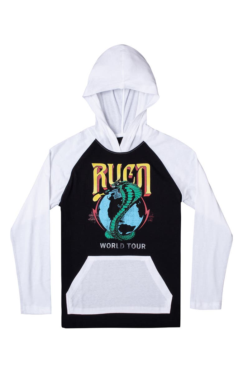 RVCA Kid's Colorblock Graphic Logo Hoodie, Main, color, 