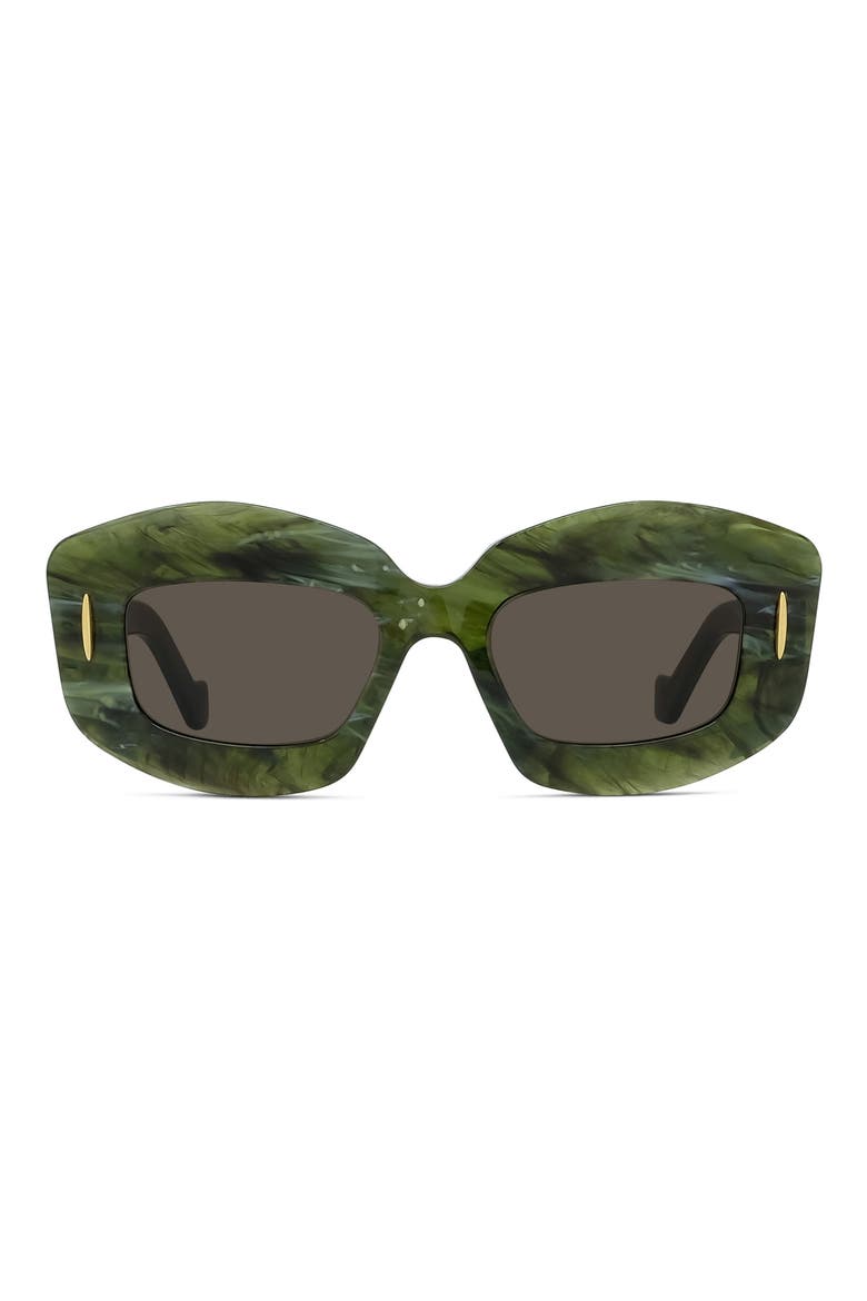 Silver Screen 49mm Rectangular Sunglasses, Main, color, SHINY GREEN MARBLE