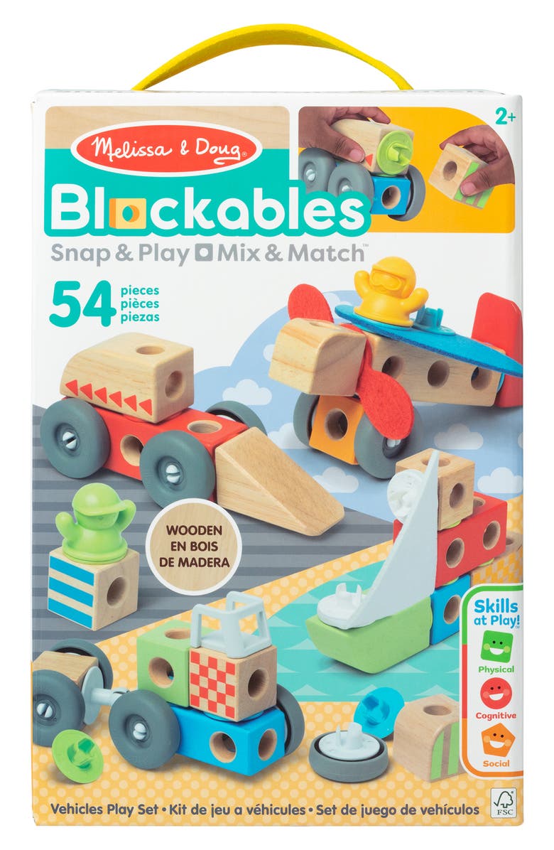 Melissa & Doug Blockables Vehicles Playset, Main, color, 