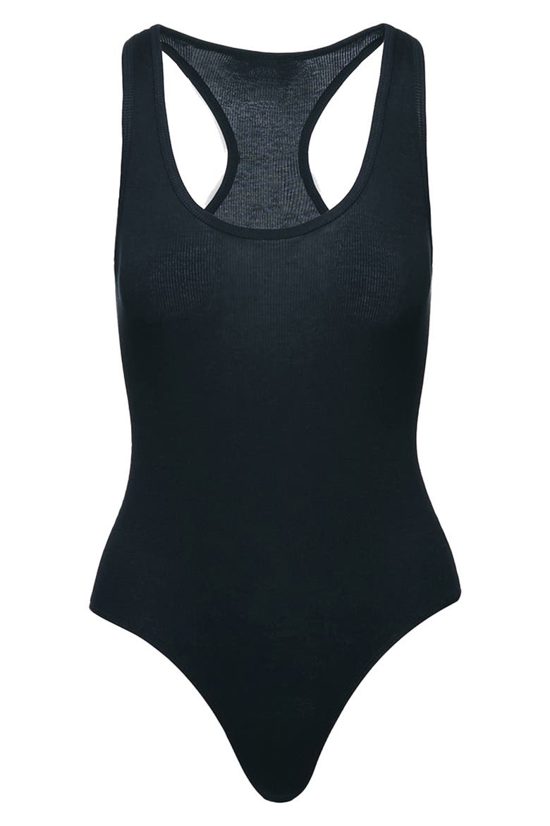 Better Than Basic Rib Racerback Tank Bodysuit, Alternate, color, BLK-BLACK