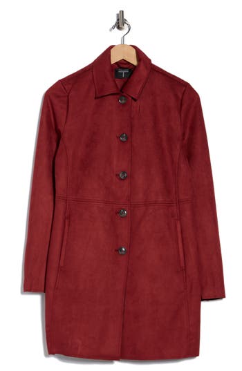 T Tahari Faux Suede Car Coat