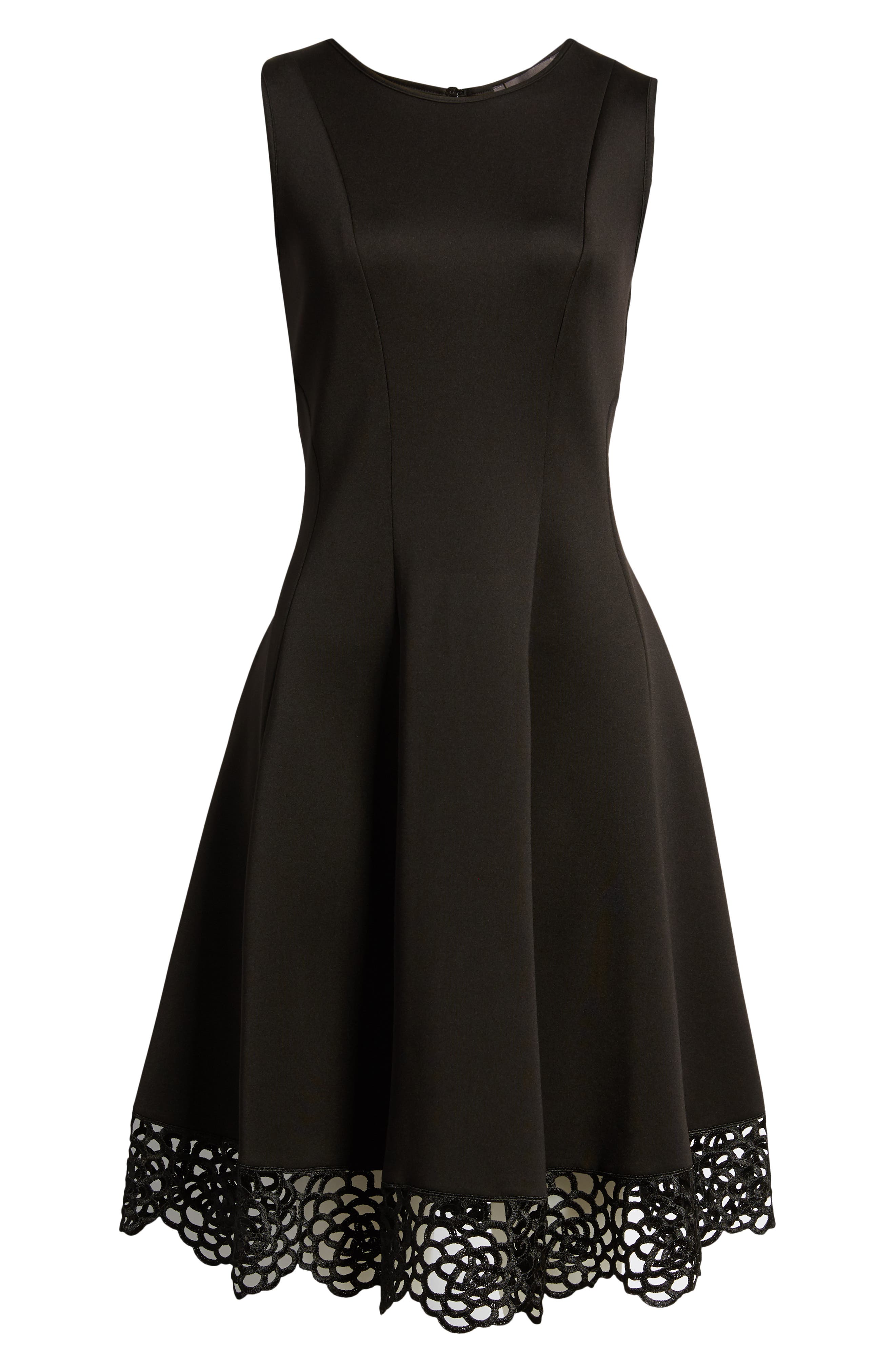 Donna Ricco Women's Sleeveless V-Neck Dress – Crochet Hem Fit And Flare, Scuba Fabric With Lining, Back Zipper - View #11
