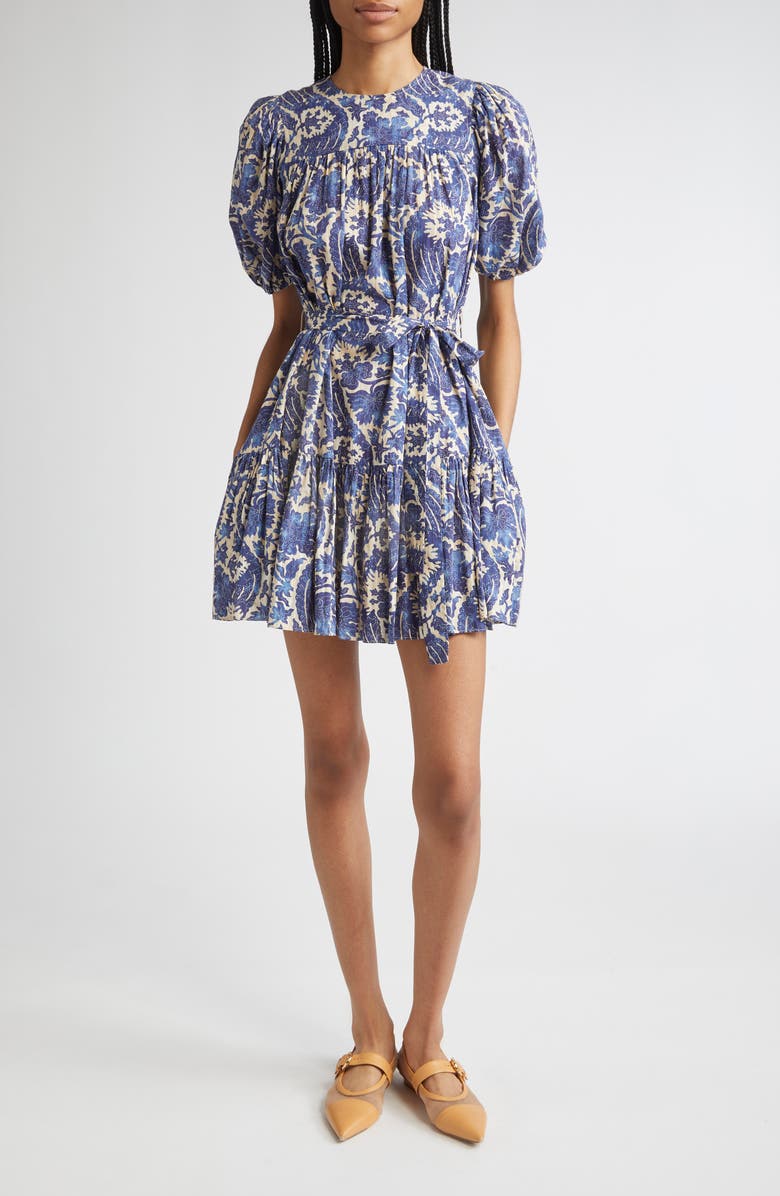 Ulla Johnson Rosalie Puff Sleeve Minidress, Main, color, Ocean