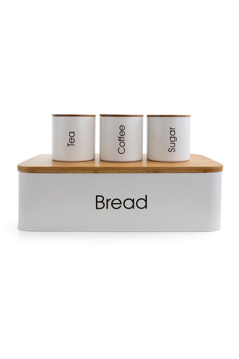 Kitchen Food Storage and Organization 4 Piece Canister Set, Main, color, White