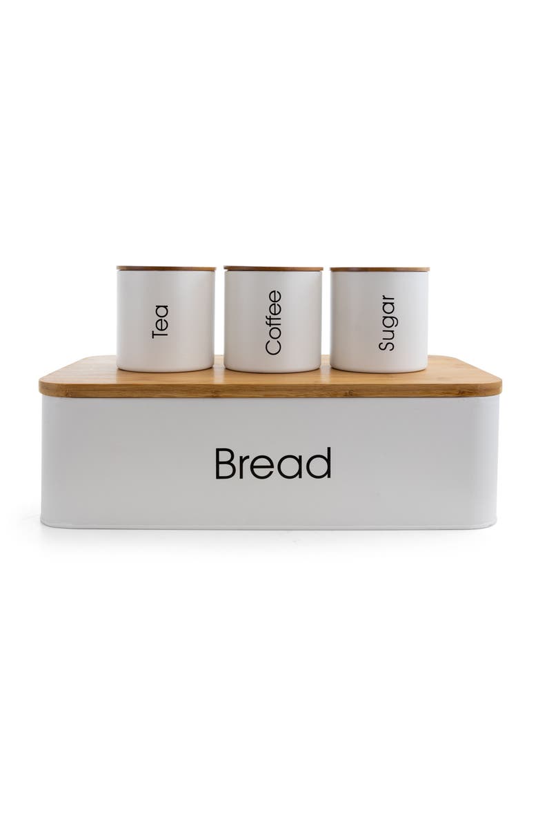 Megachef Kitchen Food Storage and Organization 4 Piece Canister Set, Main, color, White