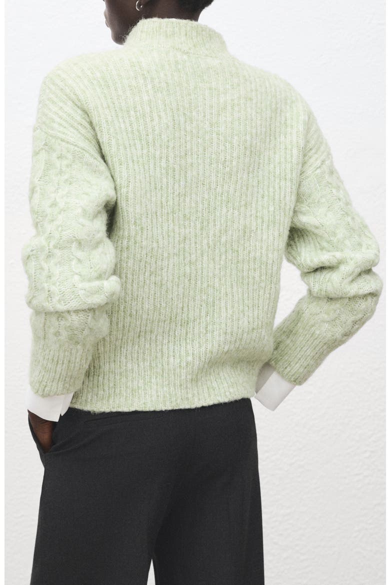 Perkins Cable Stitch Sweater, Alternate, color, AQUA GREEN