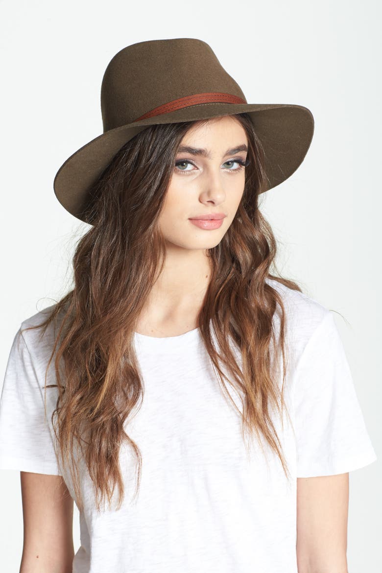 Floppy Brim Felted Wool Fedora, Alternate, color, BLACK