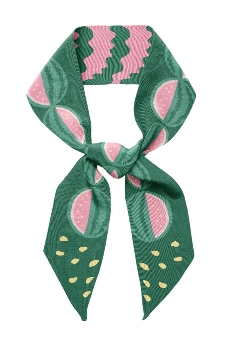 Watermelon Twilly Ribbon Scarf, Main, color, Red