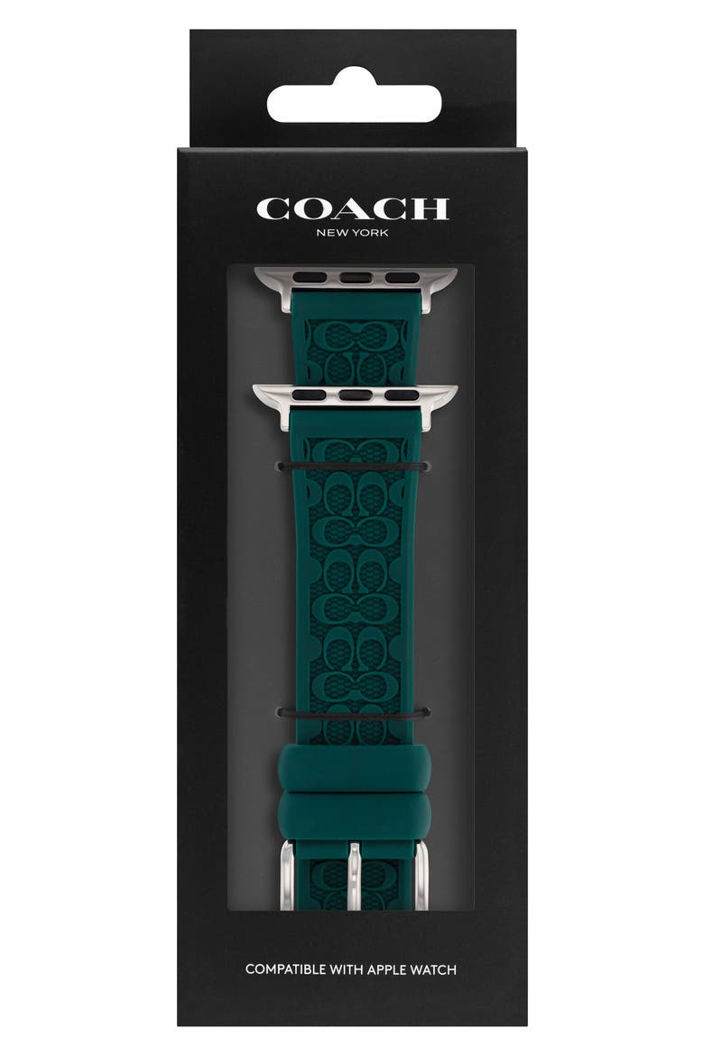 Signature C Silicone Apple Watch® Watchband, Alternate, color, GREEN