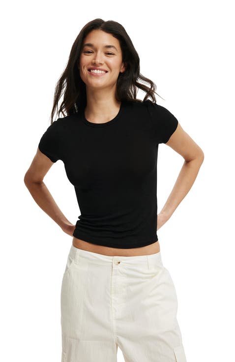Women's Sheer Layer Crew Short Sleeve