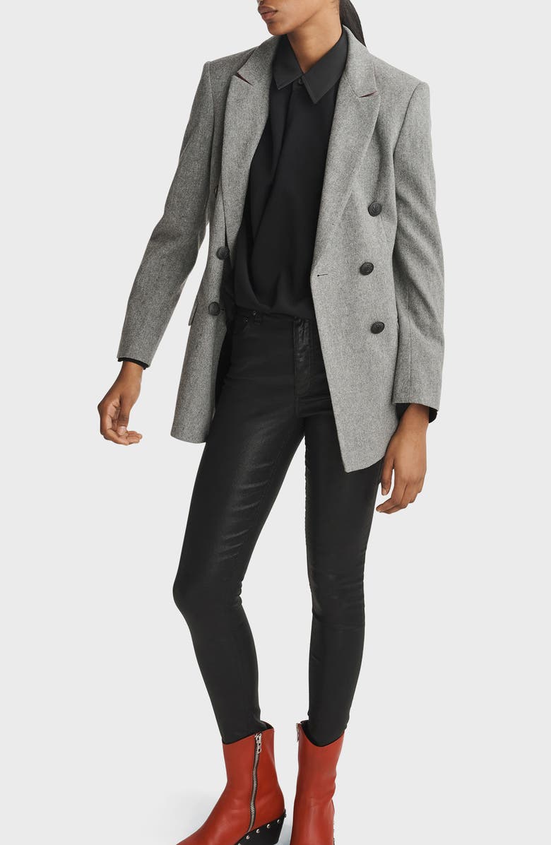 rag & bone Phillipa Point Collar Blouse, Alternate, color, Black